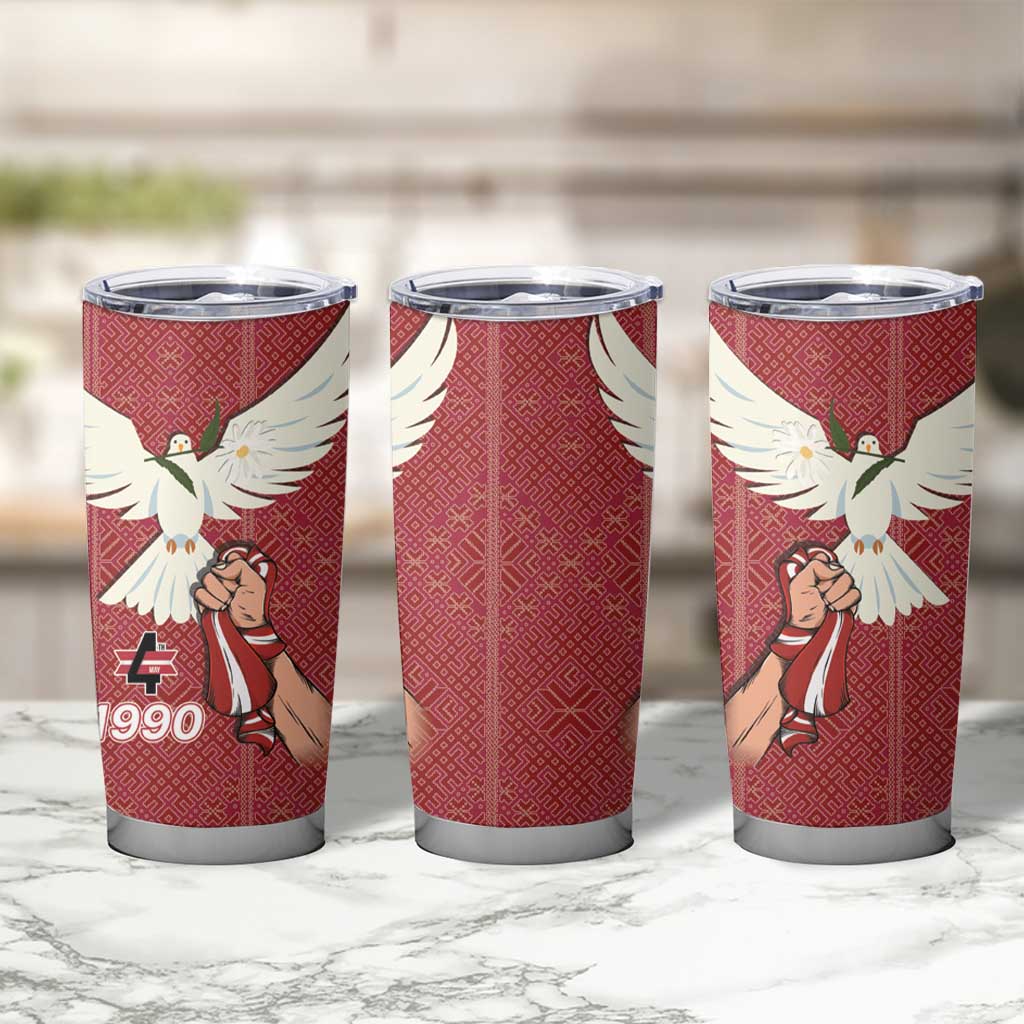 Latvia Restoration of Independence Day Tumbler Cup Latvija 4th May with Dove