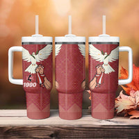 Latvia Restoration of Independence Day Tumbler With Handle Latvija 4th May with Dove