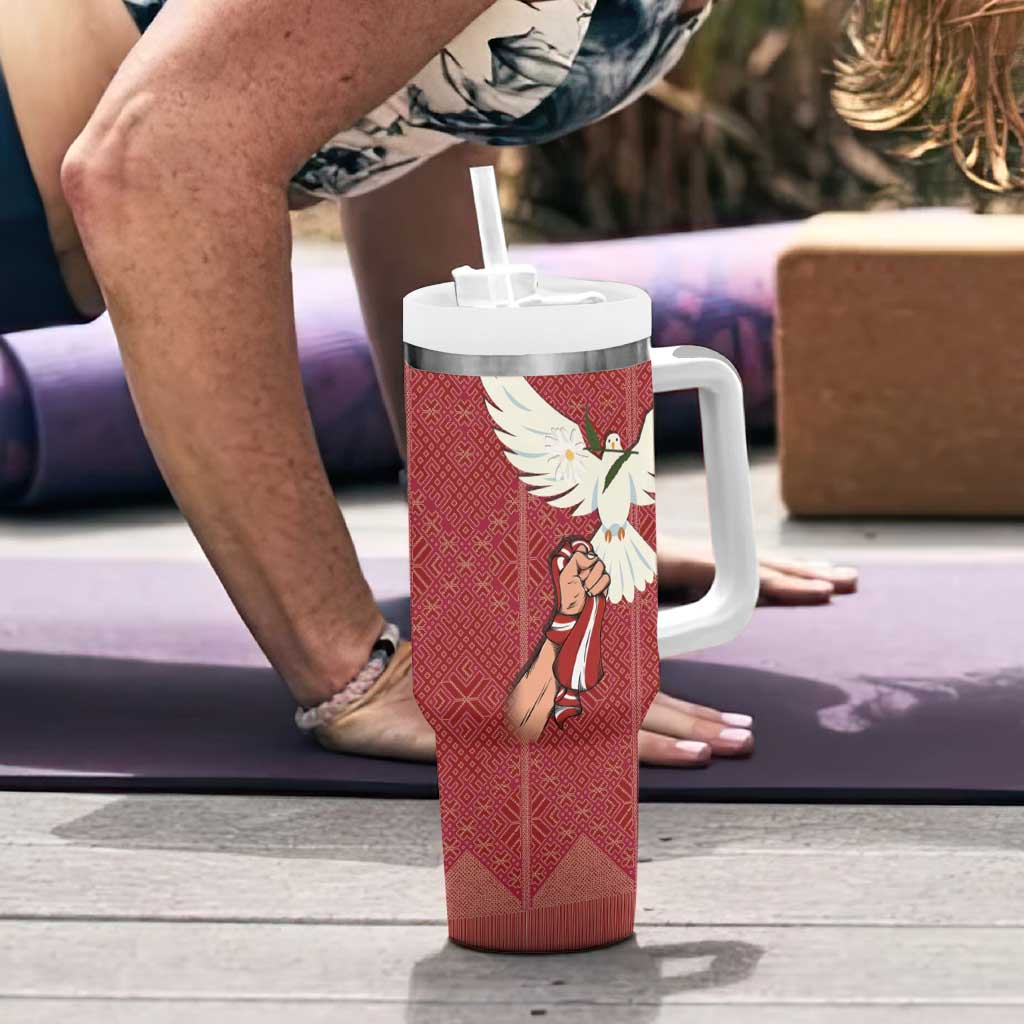 Latvia Restoration of Independence Day Tumbler With Handle Latvija 4th May with Dove