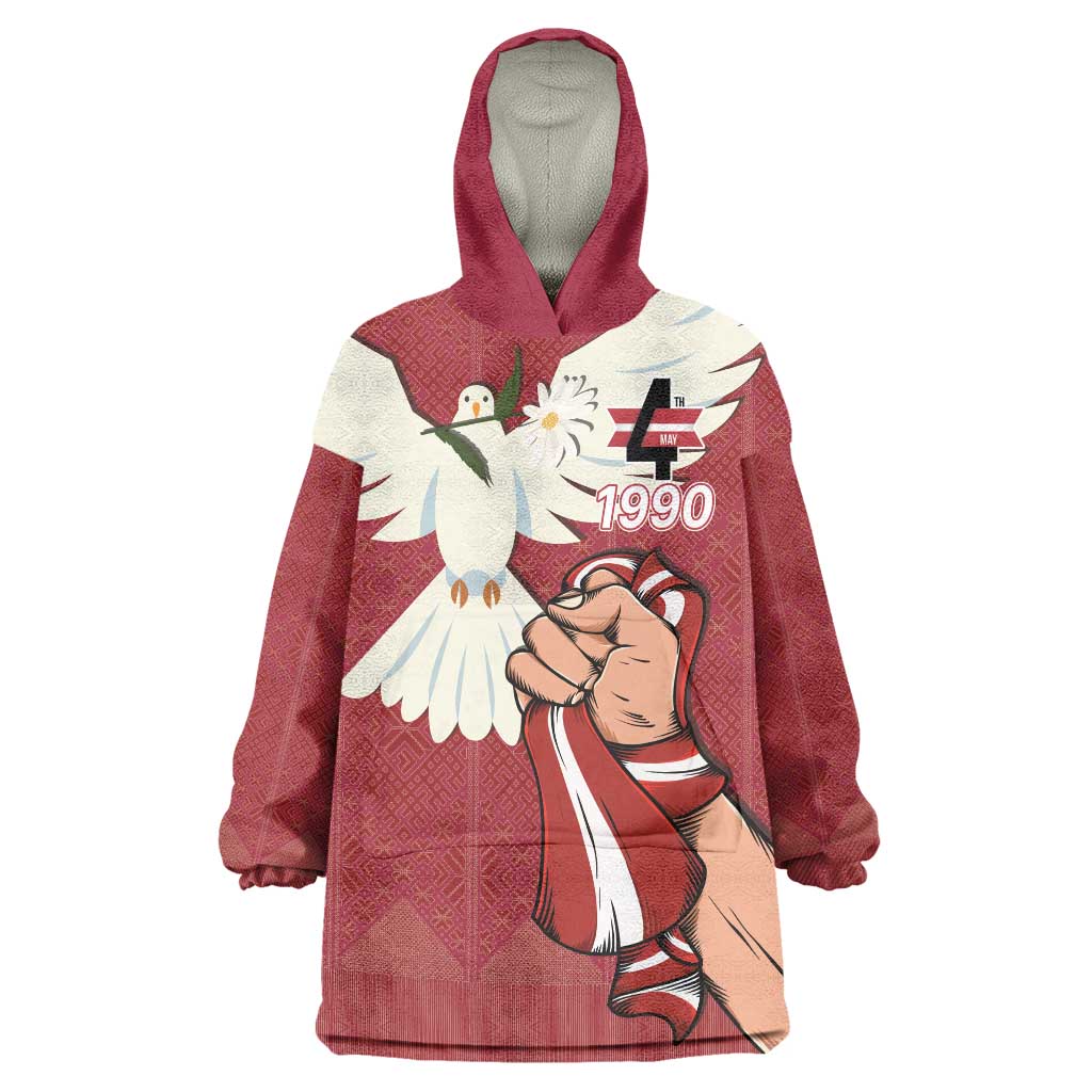 Latvia Restoration of Independence Day Wearable Blanket Hoodie Latvija 4th May with Dove