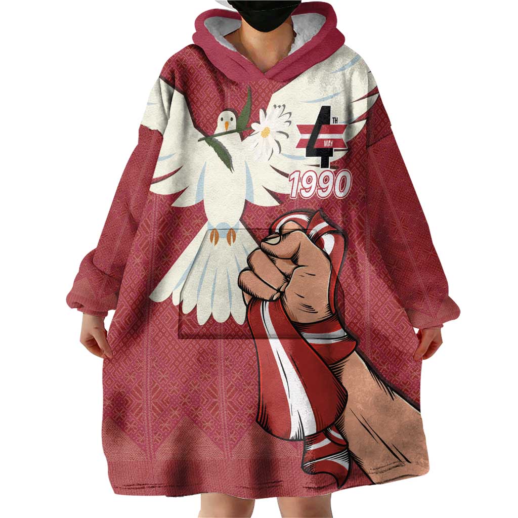 Latvia Restoration of Independence Day Wearable Blanket Hoodie Latvija 4th May with Dove