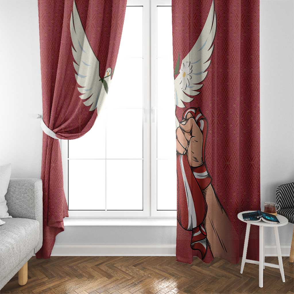 Latvia Restoration of Independence Day Window Curtain Latvija 4th May with Dove