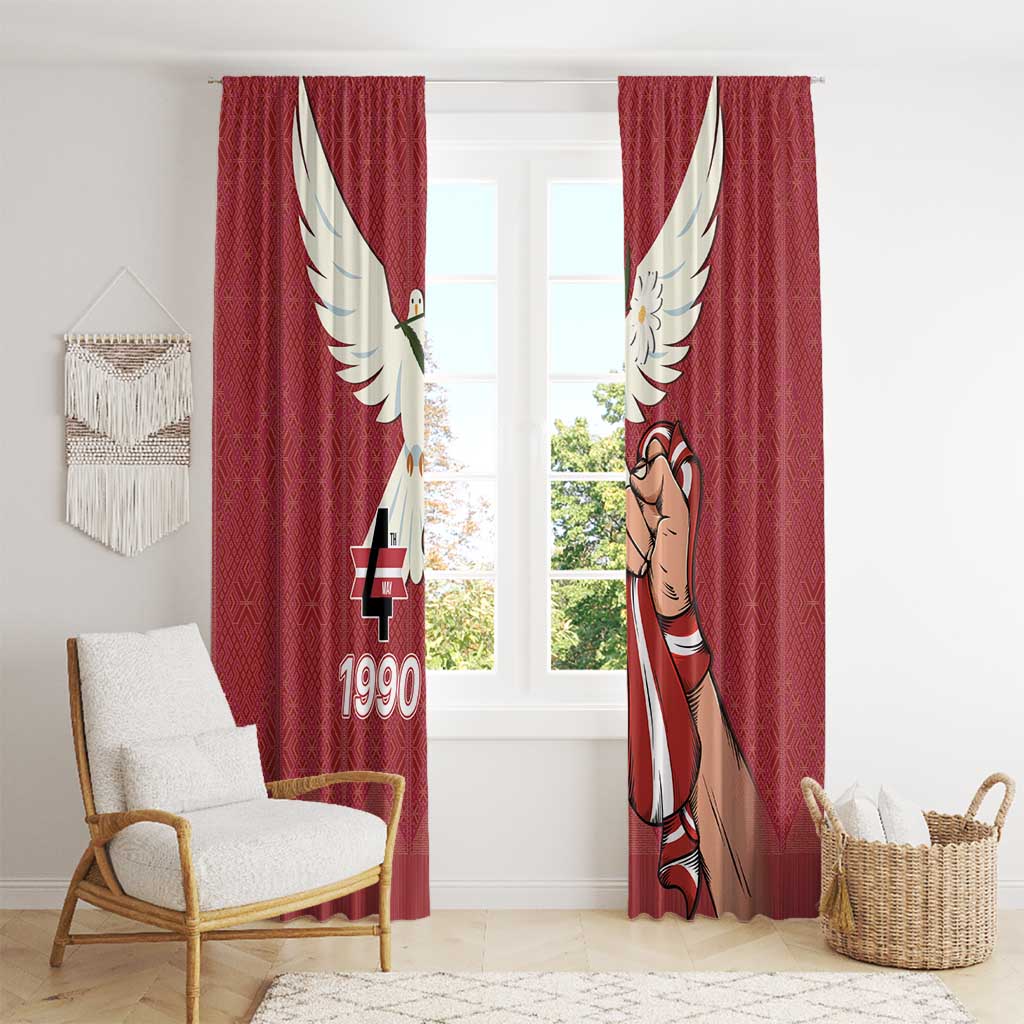 Latvia Restoration of Independence Day Window Curtain Latvija 4th May with Dove