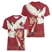 Latvia Restoration of Independence Day Women V-Neck T-Shirt Latvija 4th May with Dove