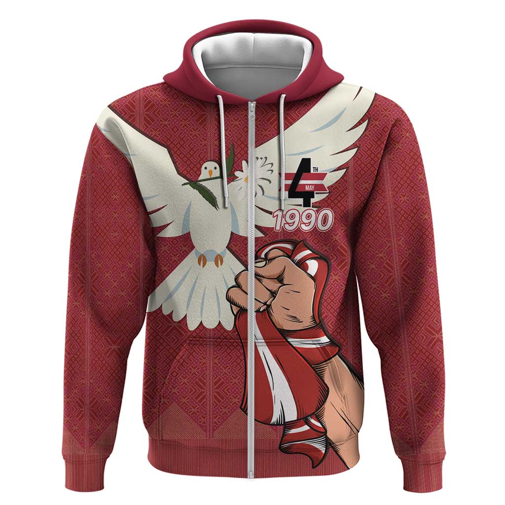 Latvia Restoration of Independence Day Zip Hoodie Latvija 4th May with Dove