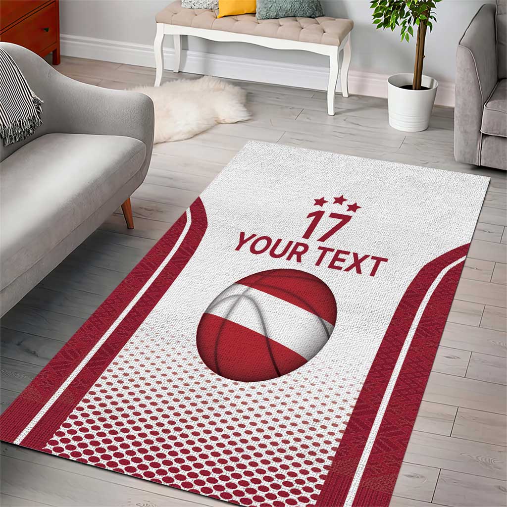 Latvia Basketball Custom Area Rug White Latvian Pattern