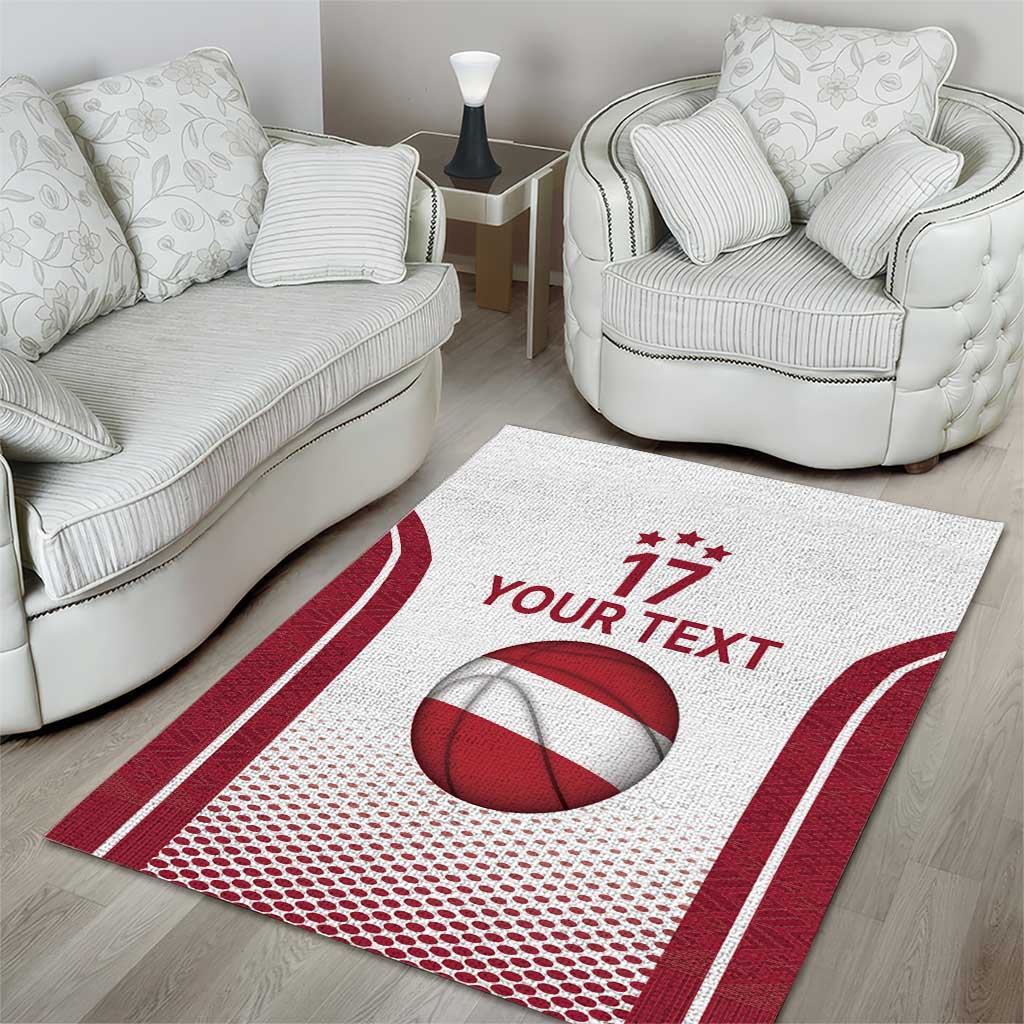 Latvia Basketball Custom Area Rug White Latvian Pattern