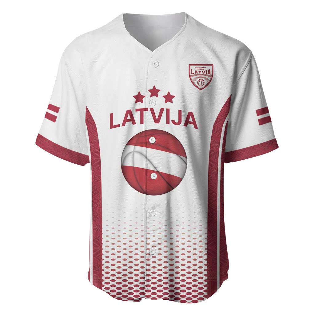 Latvia Basketball Custom Baseball Jersey White Latvian Pattern