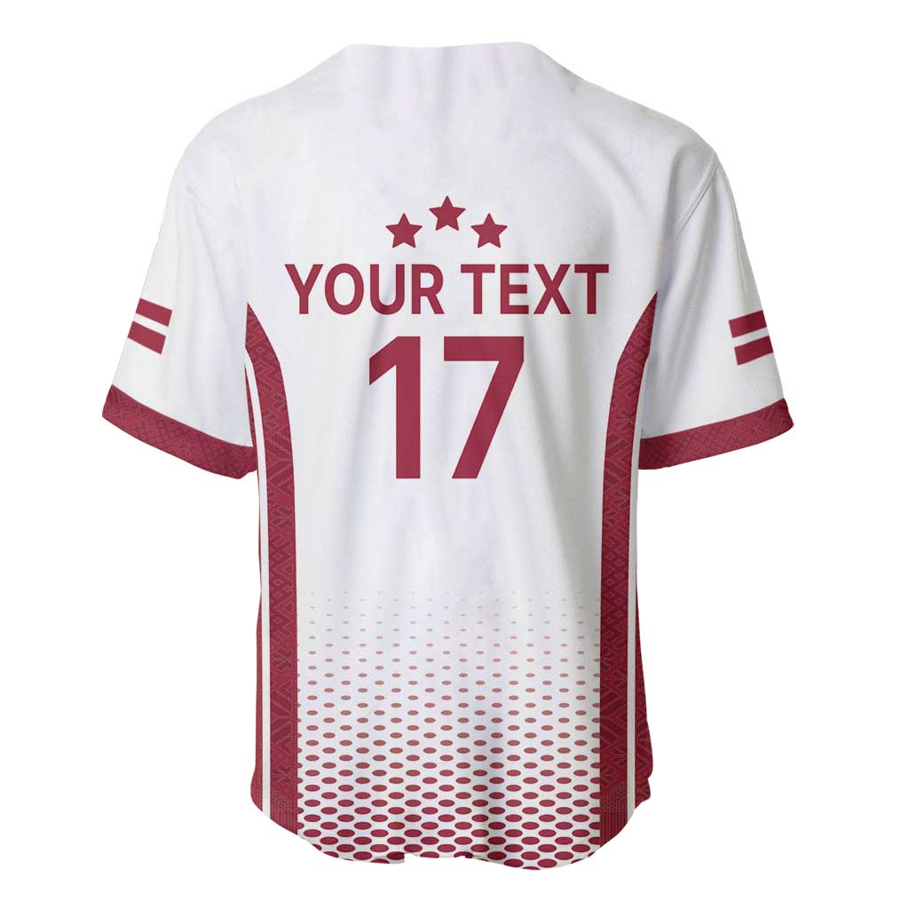 Latvia Basketball Custom Baseball Jersey White Latvian Pattern