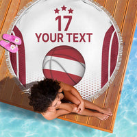 Latvia Basketball Custom Beach Blanket White Latvian Pattern