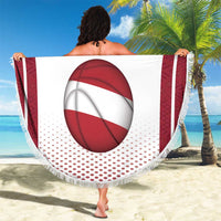 Latvia Basketball Custom Beach Blanket White Latvian Pattern