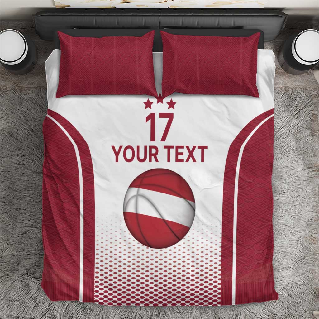 Latvia Basketball Custom Bedding Set White Latvian Pattern