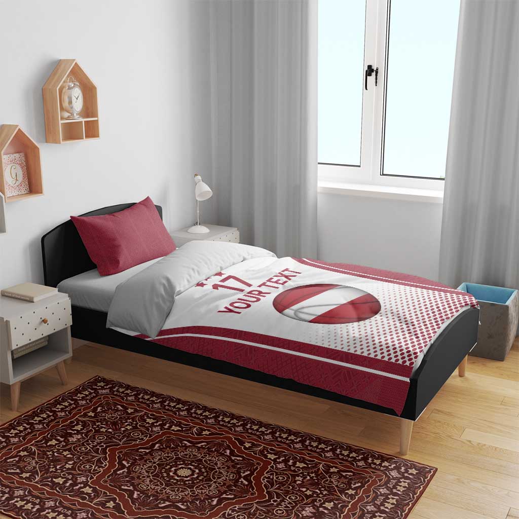 Latvia Basketball Custom Bedding Set White Latvian Pattern