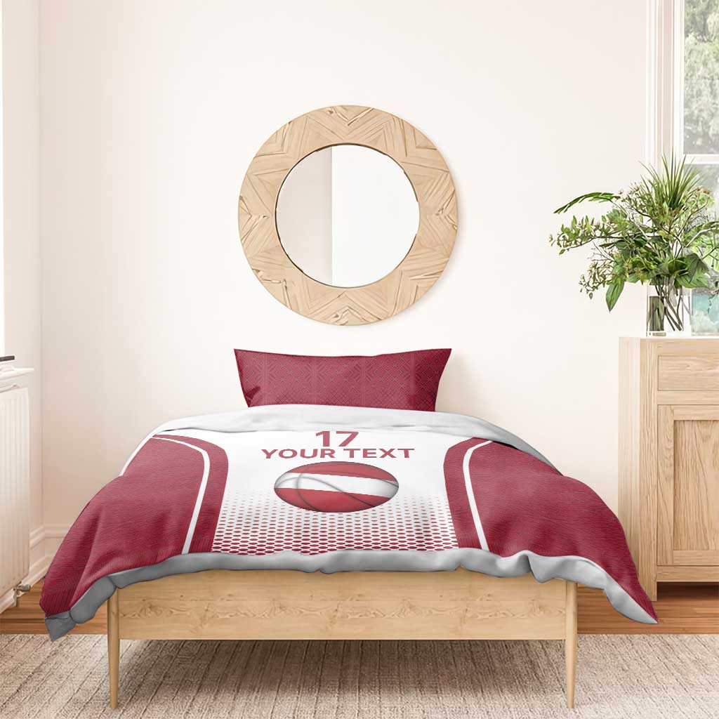 Latvia Basketball Custom Bedding Set White Latvian Pattern