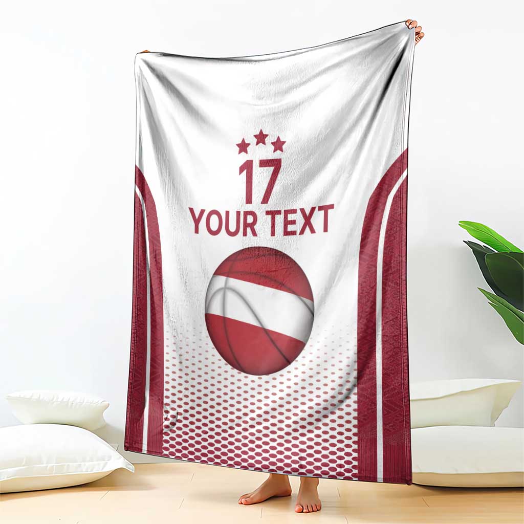 Latvia Basketball Custom Blanket White Latvian Pattern