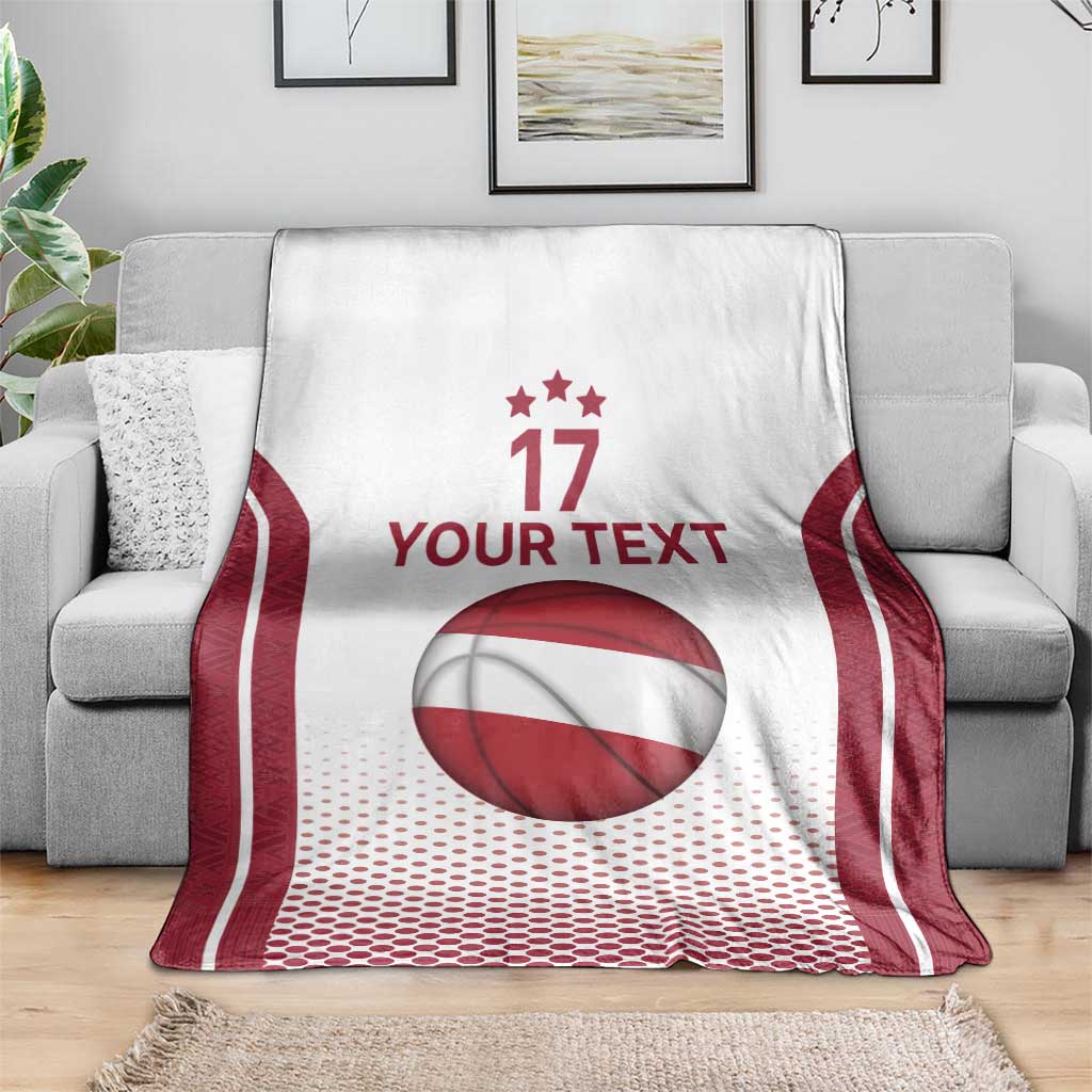 Latvia Basketball Custom Blanket White Latvian Pattern