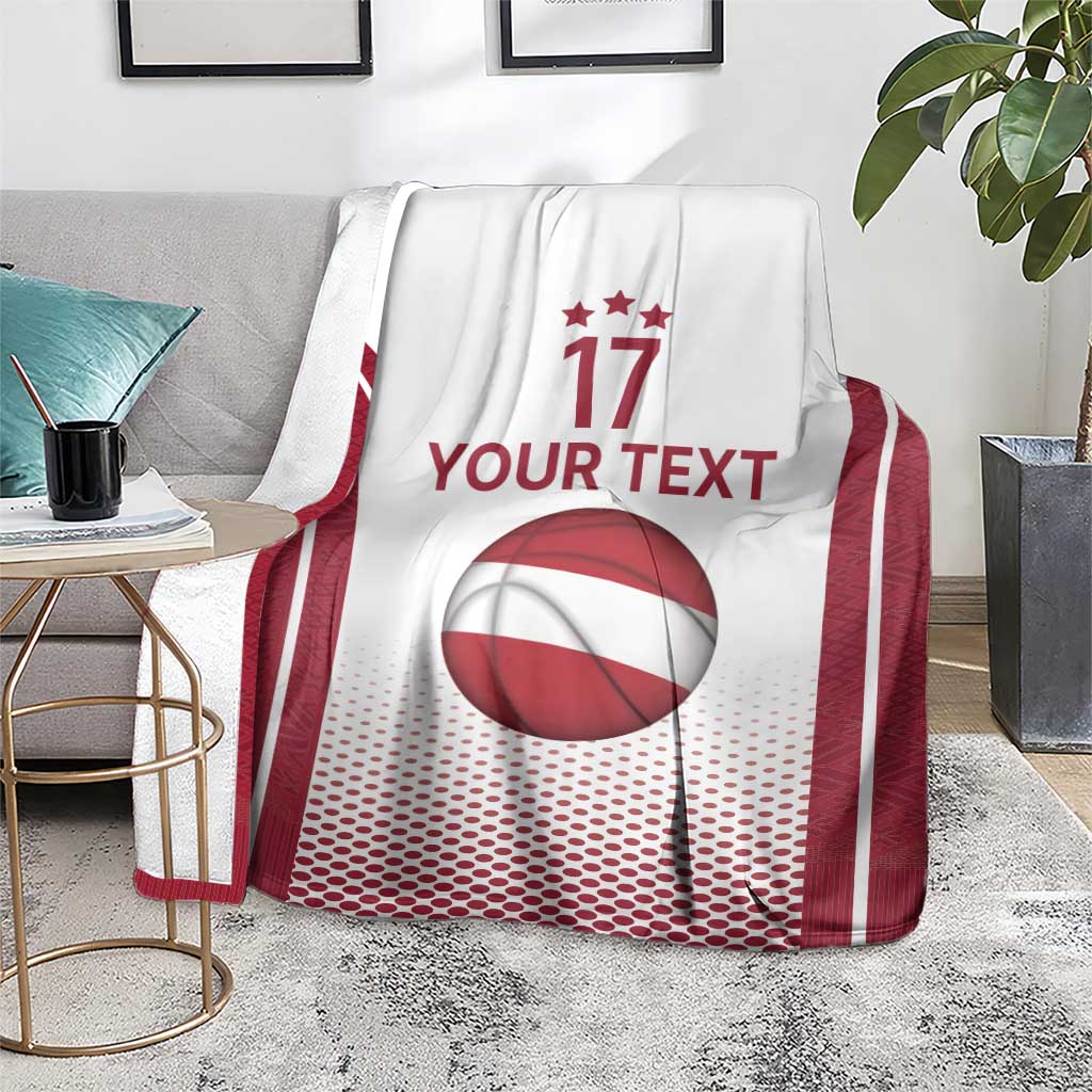 Latvia Basketball Custom Blanket White Latvian Pattern
