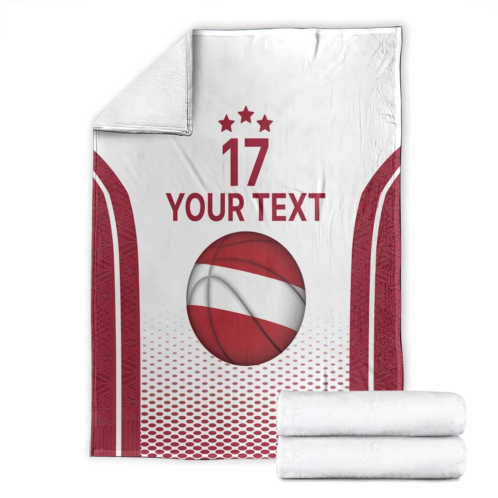Latvia Basketball Custom Blanket White Latvian Pattern