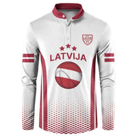 Latvia Basketball Custom Button Sweatshirt White Latvian Pattern