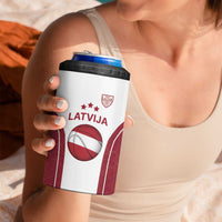 Latvia Basketball Custom 4 in 1 Can Cooler Tumbler White Latvian Pattern