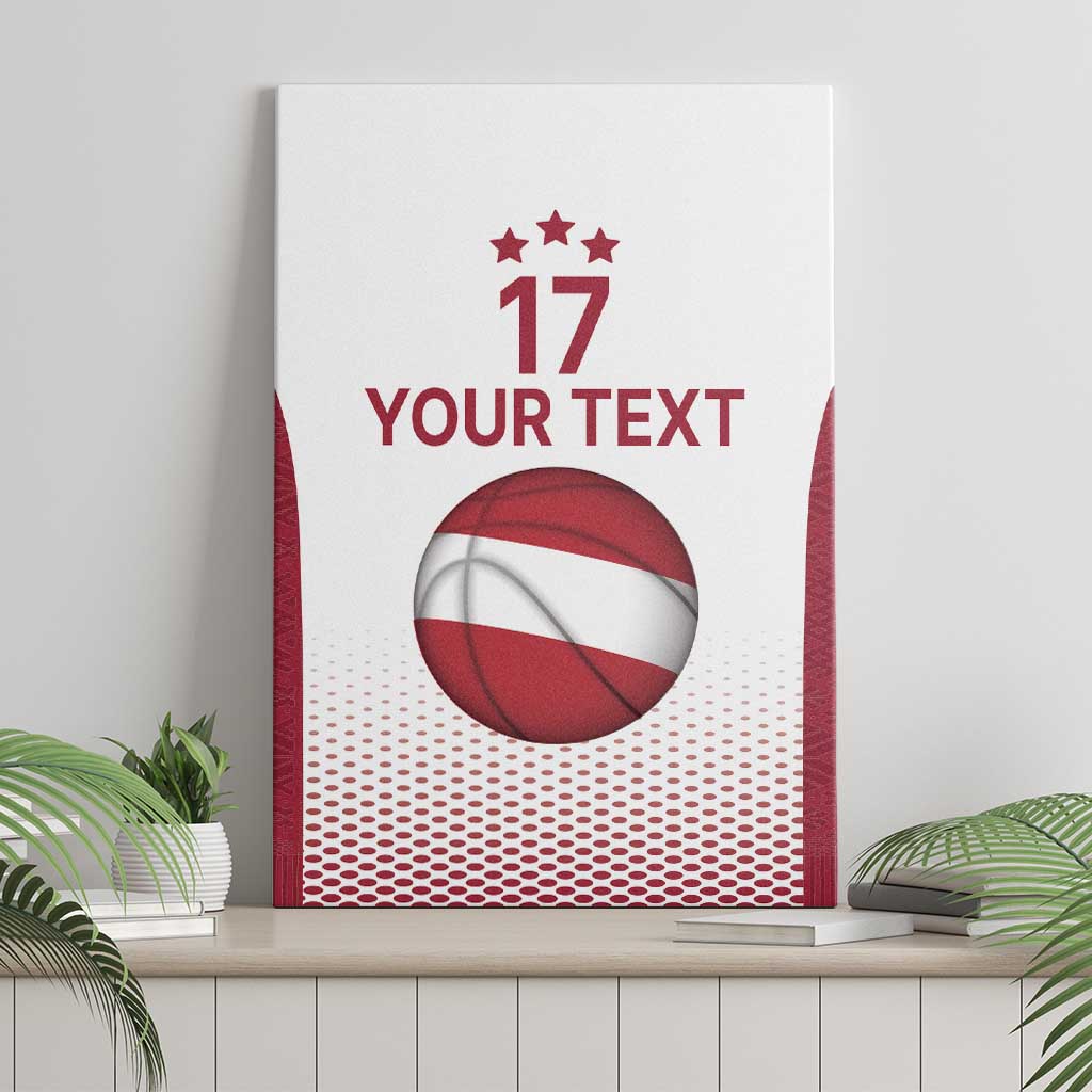 Latvia Basketball Custom Canvas Wall Art White Latvian Pattern