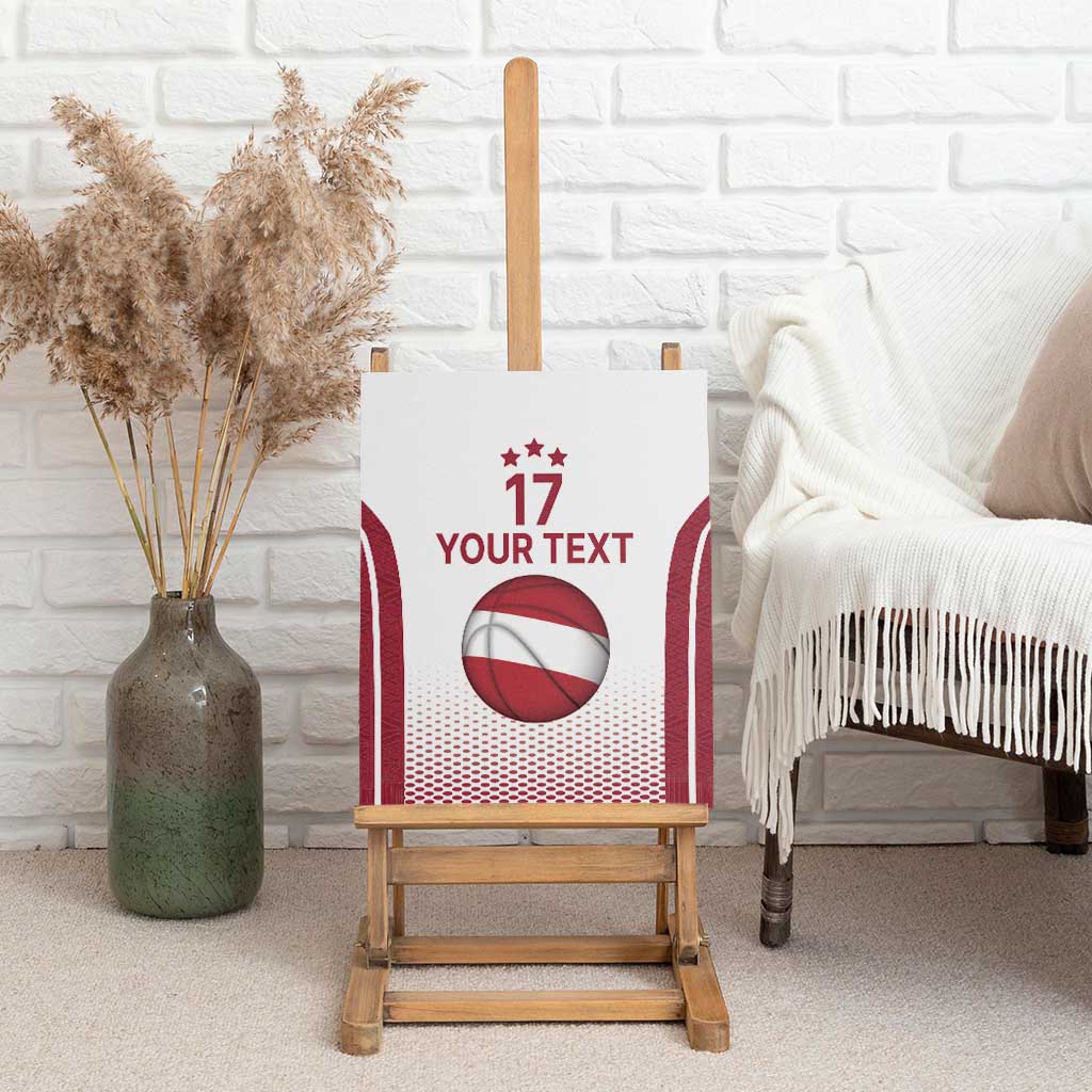 Latvia Basketball Custom Canvas Wall Art White Latvian Pattern