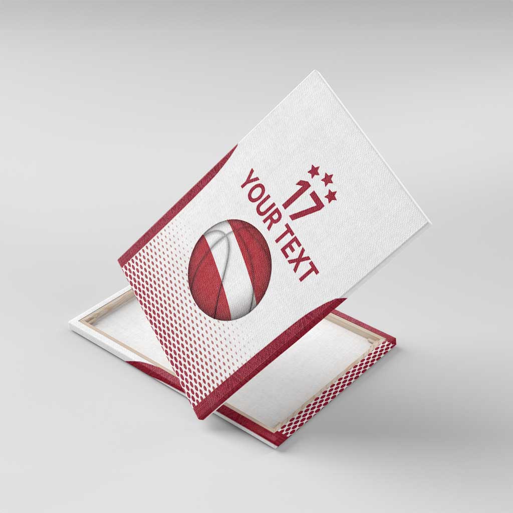 Latvia Basketball Custom Canvas Wall Art White Latvian Pattern