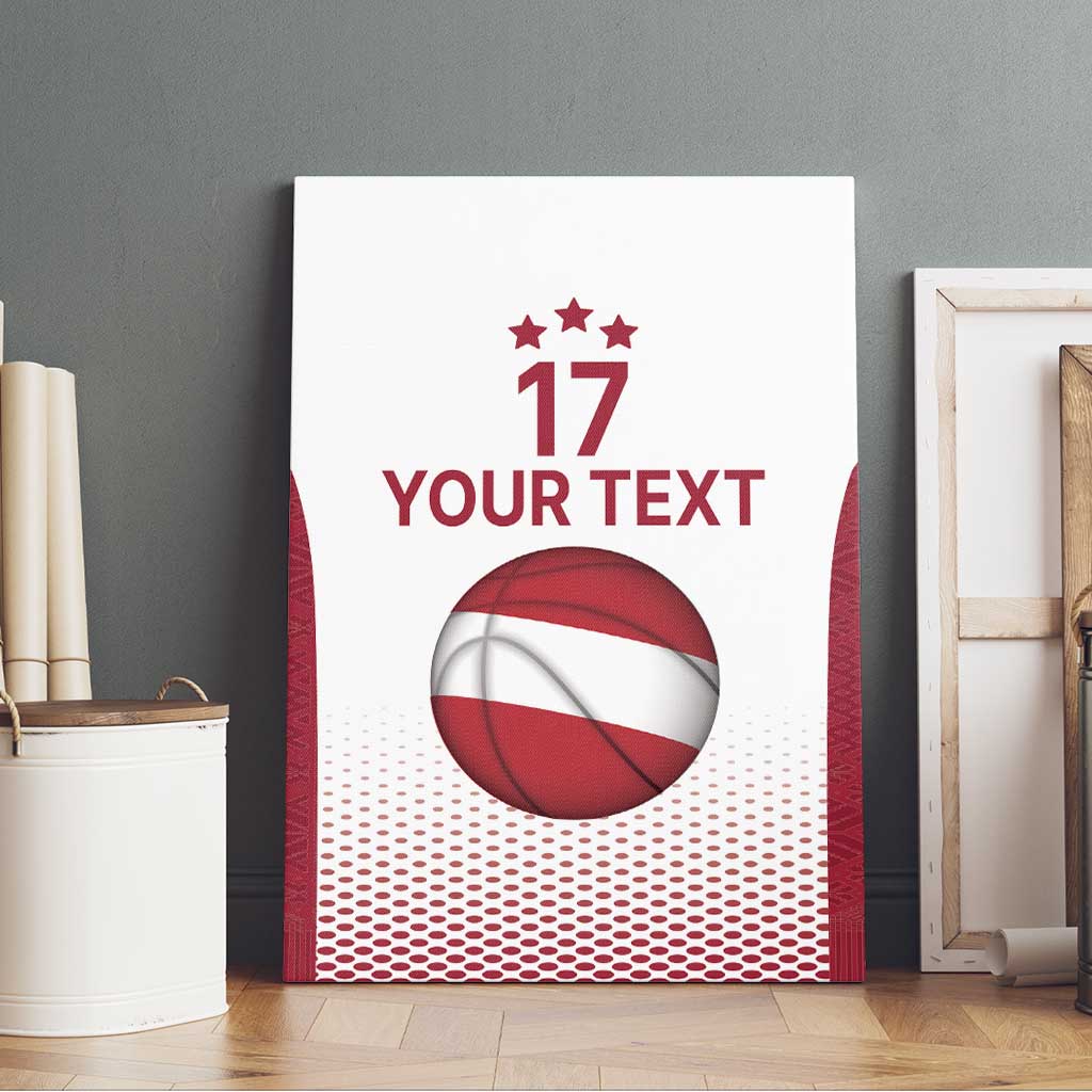 Latvia Basketball Custom Canvas Wall Art White Latvian Pattern