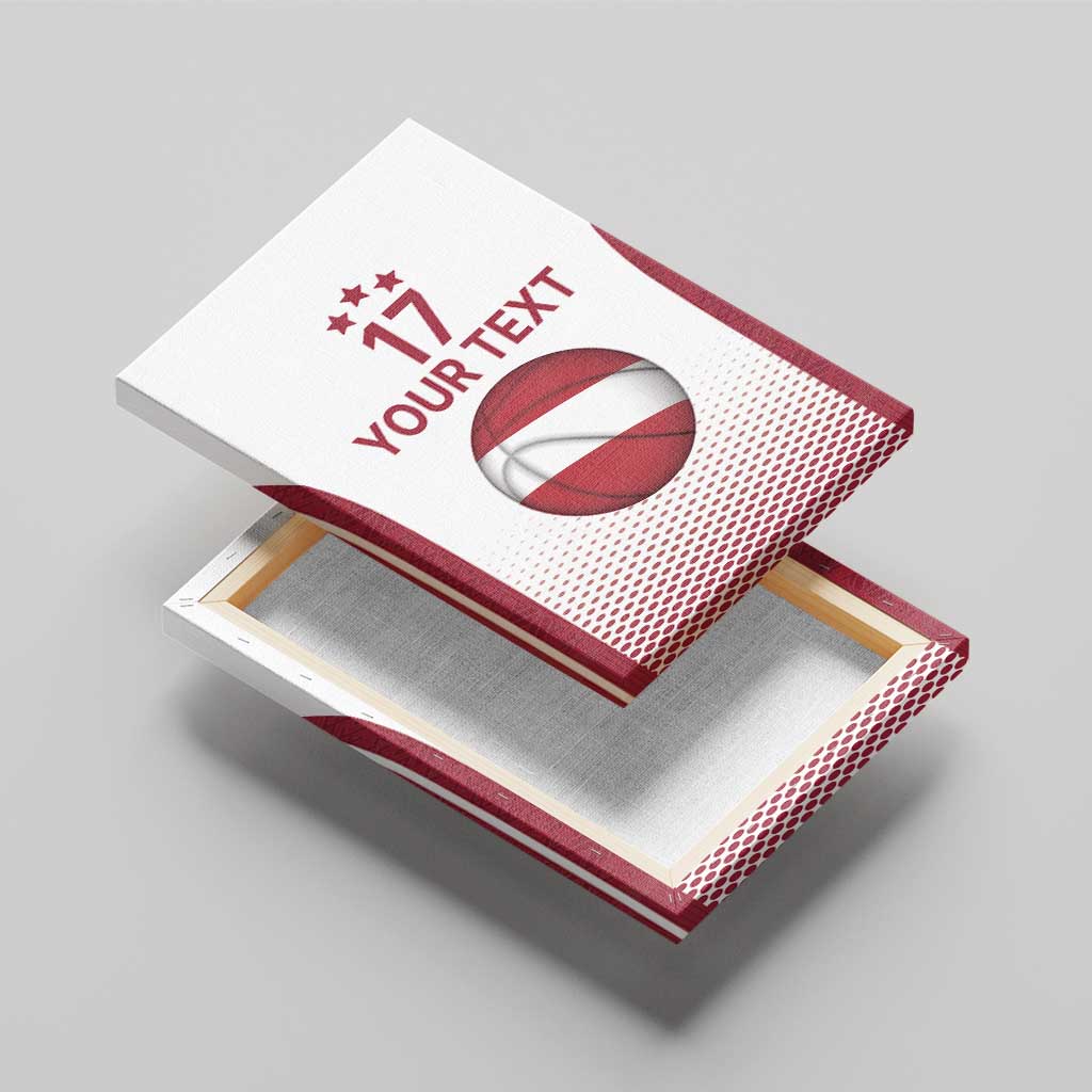 Latvia Basketball Custom Canvas Wall Art White Latvian Pattern