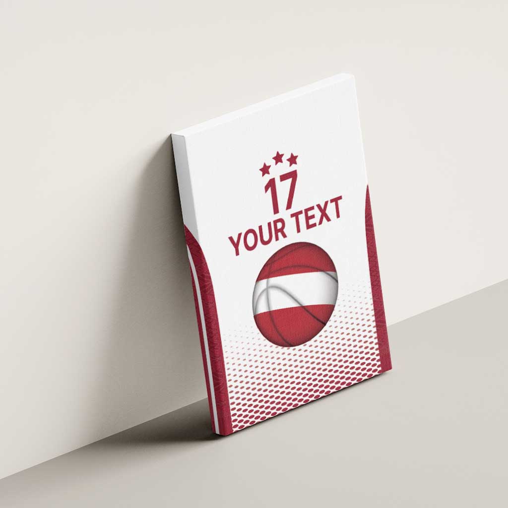 Latvia Basketball Custom Canvas Wall Art White Latvian Pattern