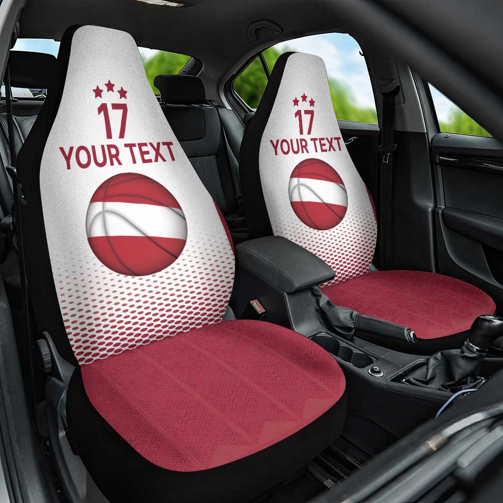 Latvia Basketball Custom Car Seat Cover White Latvian Pattern