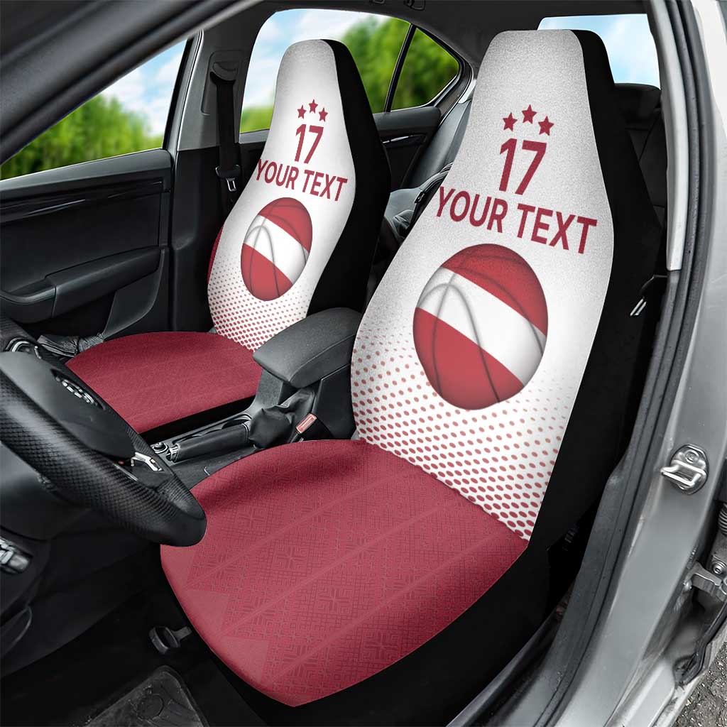 Latvia Basketball Custom Car Seat Cover White Latvian Pattern