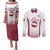 Latvia Basketball Custom Couples Matching Puletasi and Long Sleeve Button Shirt White Latvian Pattern