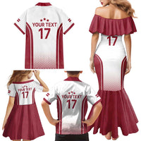 Latvia Basketball Custom Family Matching Mermaid Dress and Hawaiian Shirt White Latvian Pattern