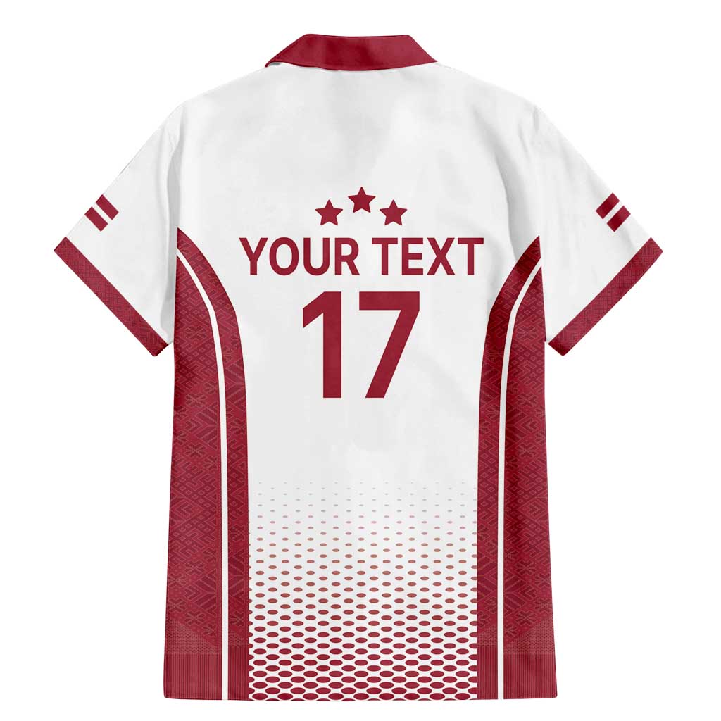 Latvia Basketball Custom Family Matching Mermaid Dress and Hawaiian Shirt White Latvian Pattern