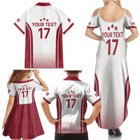 Latvia Basketball Custom Family Matching Summer Maxi Dress and Hawaiian Shirt White Latvian Pattern