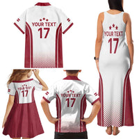 Latvia Basketball Custom Family Matching Tank Maxi Dress and Hawaiian Shirt White Latvian Pattern