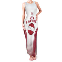 Latvia Basketball Custom Family Matching Tank Maxi Dress and Hawaiian Shirt White Latvian Pattern