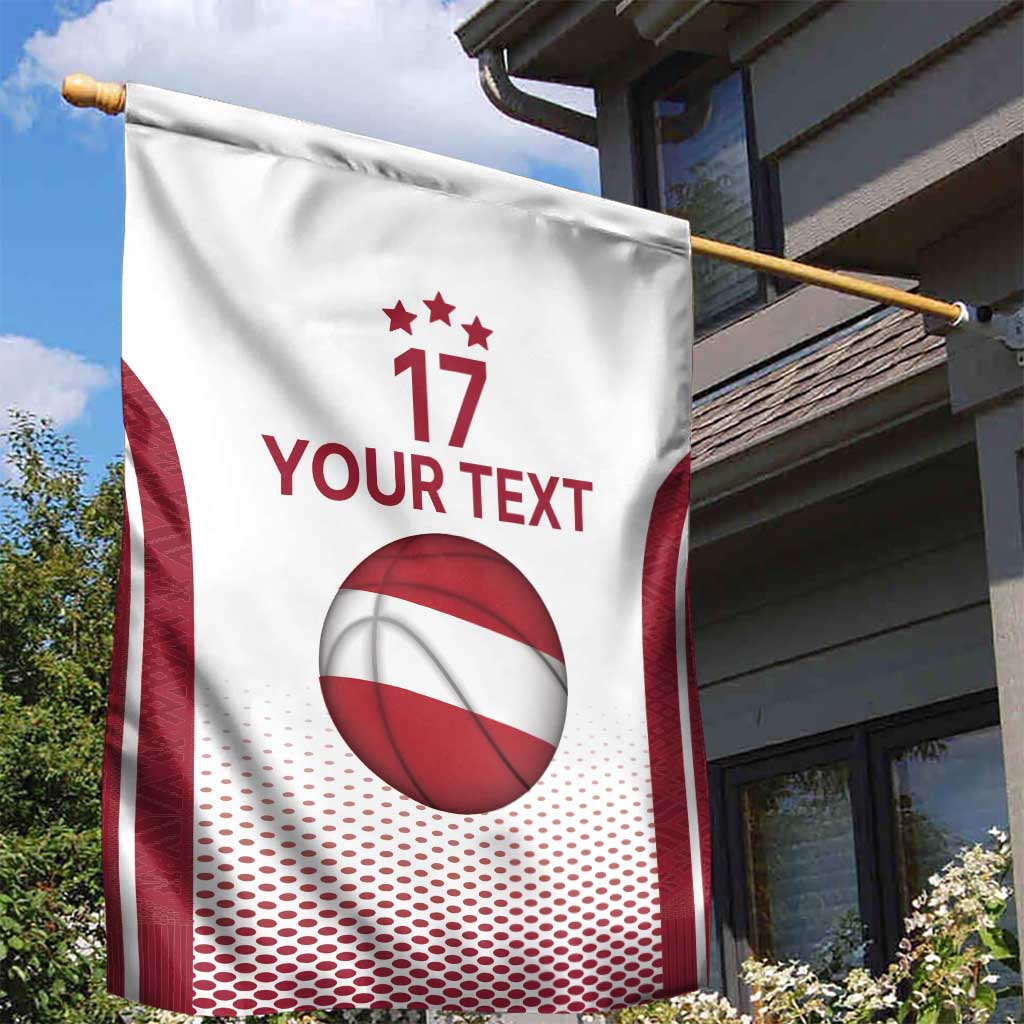 Latvia Basketball Custom Garden Flag White Latvian Pattern