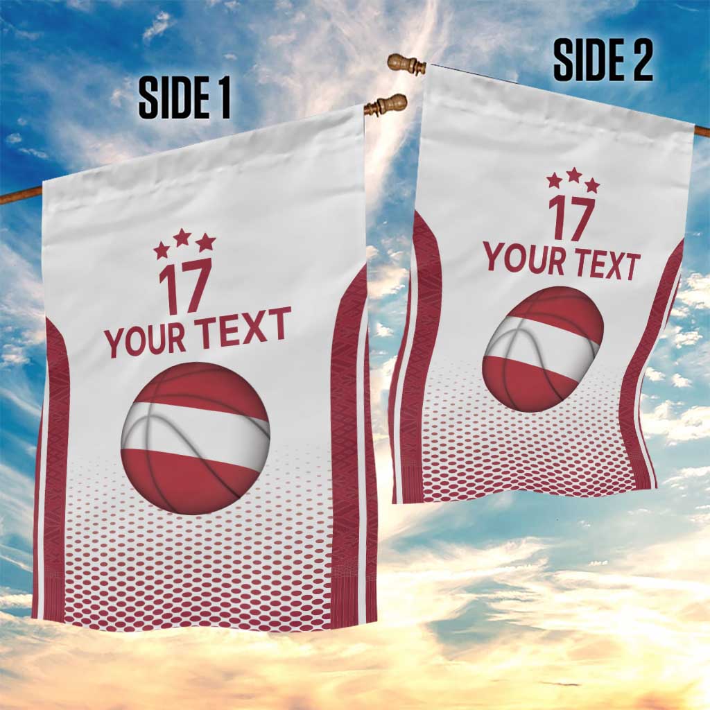 Latvia Basketball Custom Garden Flag White Latvian Pattern