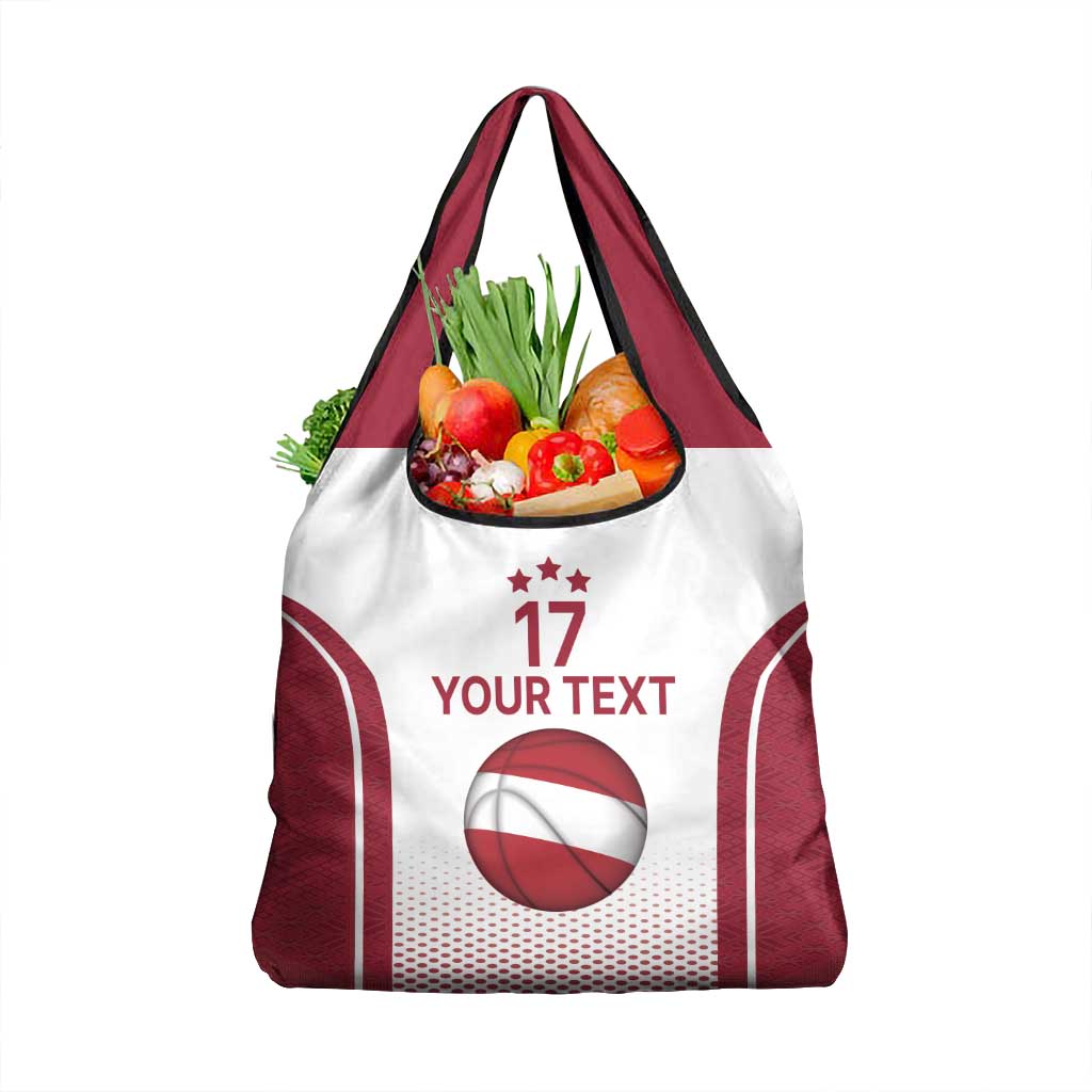 Latvia Basketball Custom Grocery Bag White Latvian Pattern