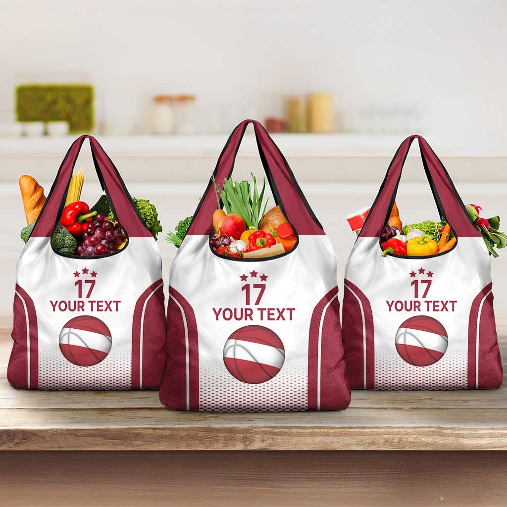 Latvia Basketball Custom Grocery Bag White Latvian Pattern