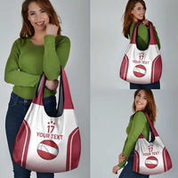 Latvia Basketball Custom Grocery Bag White Latvian Pattern