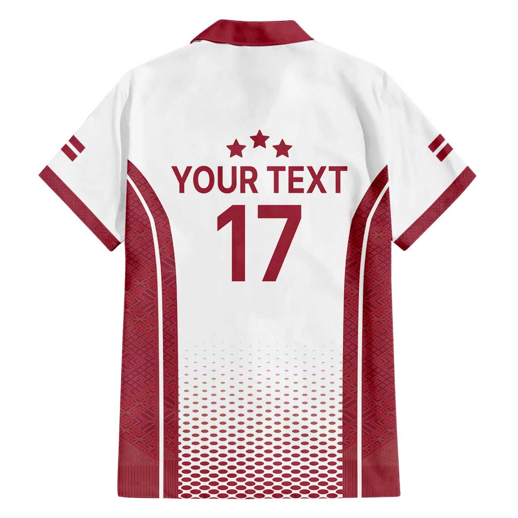 Latvia Basketball Custom Hawaiian Shirt White Latvian Pattern