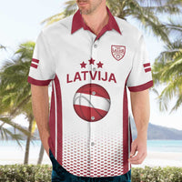 Latvia Basketball Custom Hawaiian Shirt White Latvian Pattern