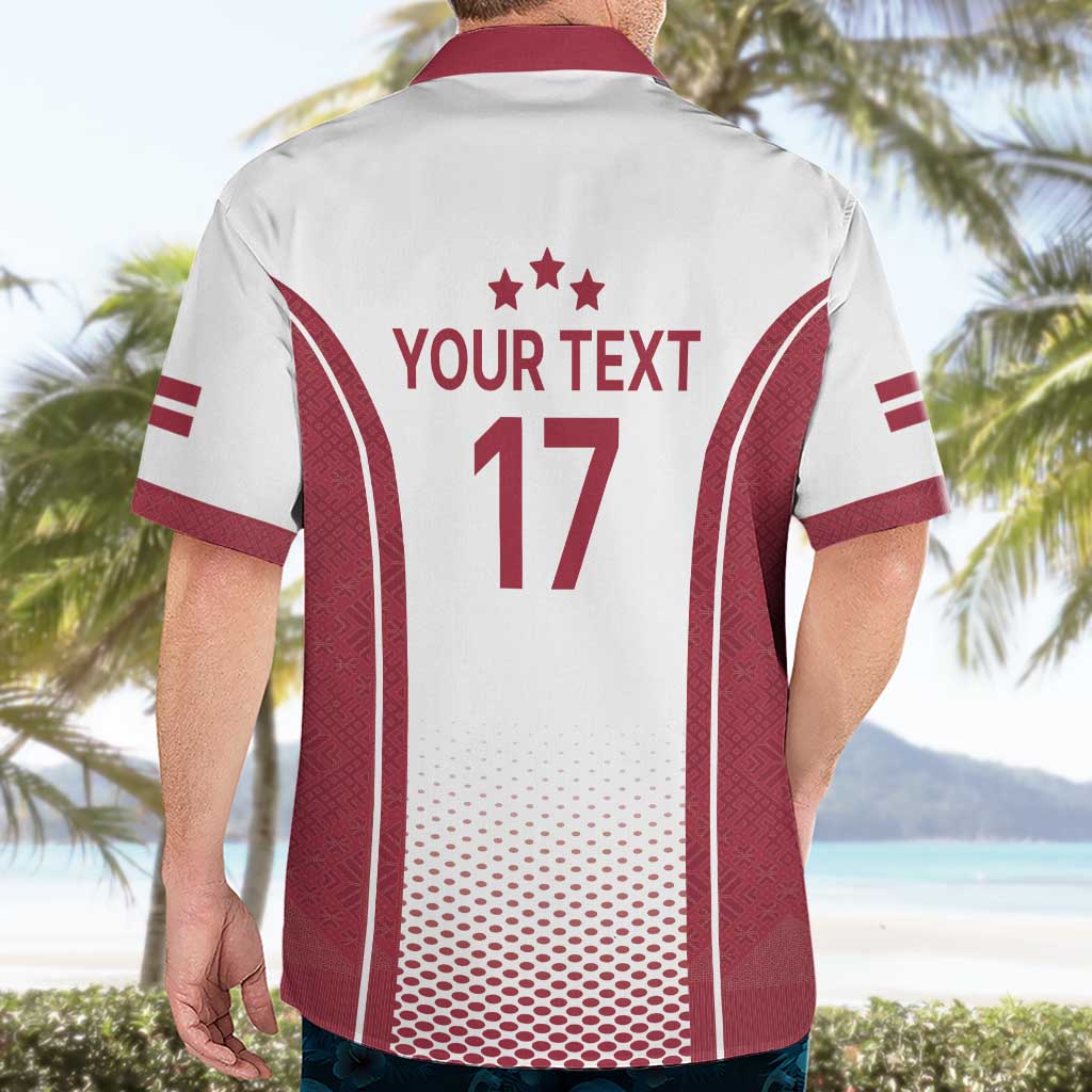 Latvia Basketball Custom Hawaiian Shirt White Latvian Pattern
