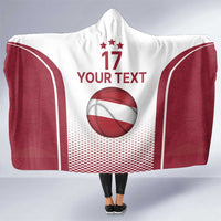 Latvia Basketball Custom Hooded Blanket White Latvian Pattern