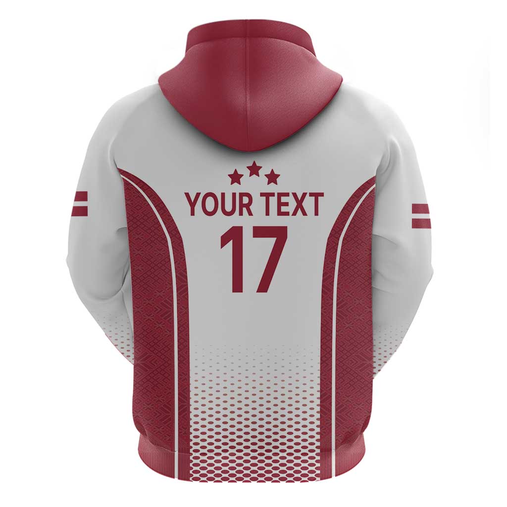 Latvia Basketball Custom Hoodie White Latvian Pattern