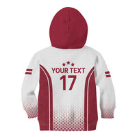 Latvia Basketball Custom Kid Hoodie White Latvian Pattern