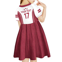 Latvia Basketball Custom Kid Short Sleeve Dress White Latvian Pattern